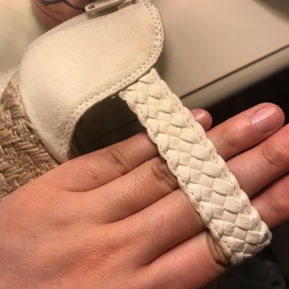 Mossimo Strappy Braided Cream Espadrille Wedge - Picture 3 of 5